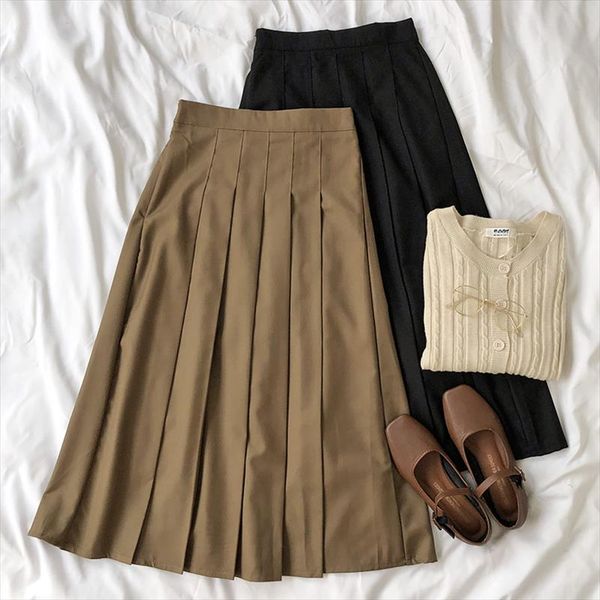 2 colors 2019 autumn female long skirts women korean style high waist long pleated skirt solid color midi skirt womens x1064, Black
2 colors 2019 autumn female long skirts women korean style high waist long pleated skirt solid color midi skirt womens x1064, Black