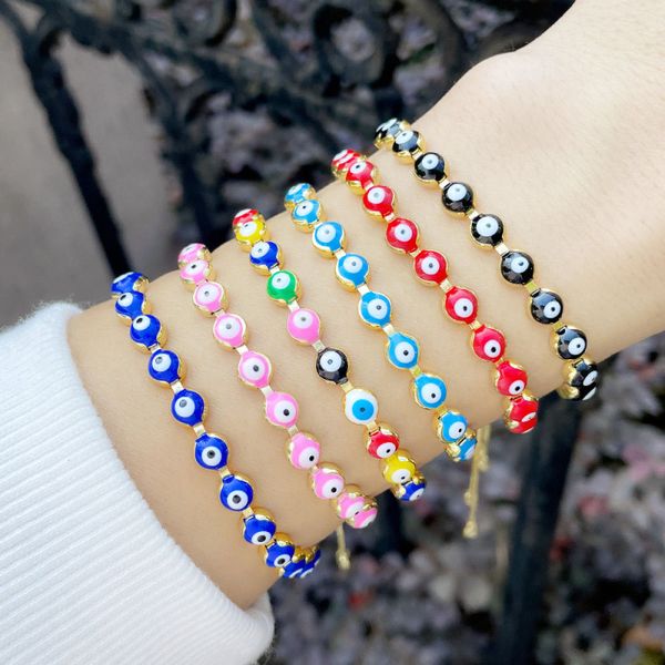retro bohemian style colorful evil eye beads link bracelet 18k gold plated adjustable bracelets jewelry, Black
retro bohemian style colorful evil eye beads link bracelet 18k gold plated adjustable bracelets jewelry, Black