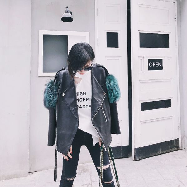 autumn cool 2020 ladies design sheep leather jacket with real fox skin decoration streetwear feminine sdi3, Black
autumn cool 2020 ladies design sheep leather jacket with real fox skin decoration streetwear feminine sdi3, Black