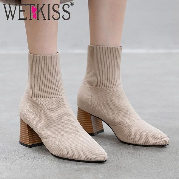boots wetkiss high heels thick ankle women stretch knitting sock booties female pointed toe shoes party winter 2021, Black
boots wetkiss high heels thick ankle women stretch knitting sock booties female pointed toe shoes party winter 2021, Black