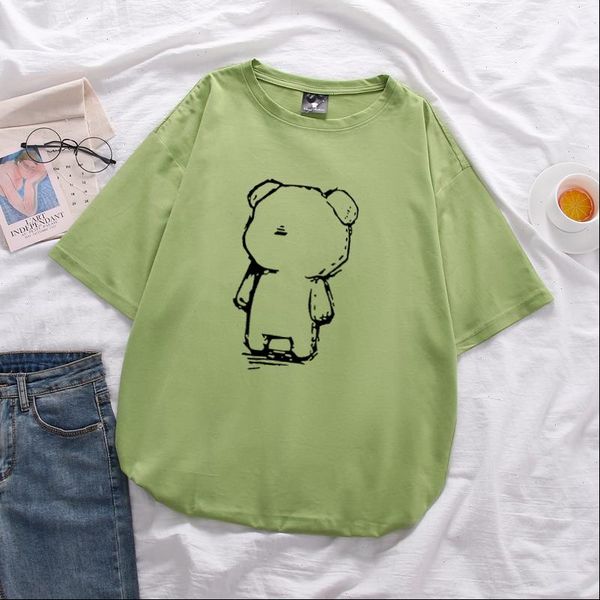 bear print 2021 womens cotton large size loose short sleeved t shirt mid length soft summer t shirt, White
bear print 2021 womens cotton large size loose short sleeved t shirt mid length soft summer t shirt, White