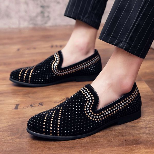 british men's casual toe pointed full diamond beans korean personalized small shoes, youth single shoes, White;red
british men's casual toe pointed full diamond beans korean personalized small shoes, youth single shoes, White;red