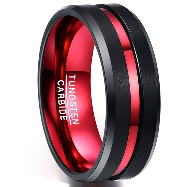 nuncad brand tungsten carbide ring 8mm wide red in groove black tungsten ring usa size 7-16 men's jewelry, Silver
nuncad brand tungsten carbide ring 8mm wide red in groove black tungsten ring usa size 7-16 men's jewelry, Silver