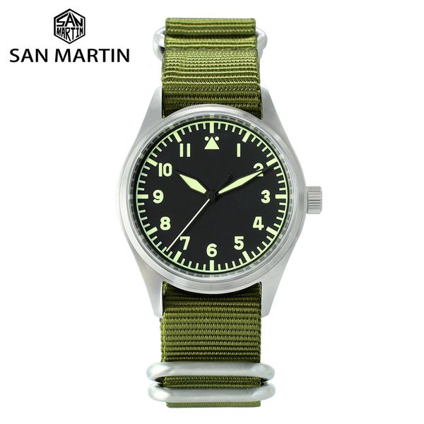 san martin stainless steel pilot men's quartz watch nato nylon strap sapphire luminous waterproof t200409, Slivery;brown
san martin stainless steel pilot men's quartz watch nato nylon strap sapphire luminous waterproof t200409, Slivery;brown