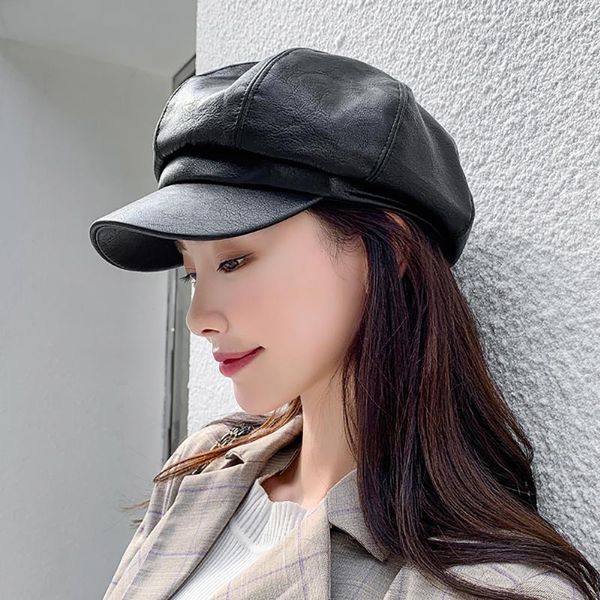 stingy brim hats pu flat cap ladies british painter hat men handsome retro navy sailor fashion, Blue;gray
stingy brim hats pu flat cap ladies british painter hat men handsome retro navy sailor fashion, Blue;gray