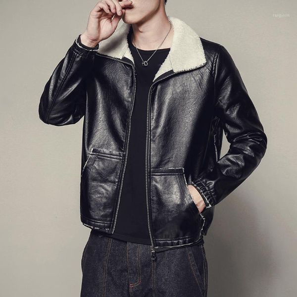 men's autumn and winter new handsome casual plus velvet thick lapels leather outerwear faux leather stand collar zipper pockets1, Black
men's autumn and winter new handsome casual plus velvet thick lapels leather outerwear faux leather stand collar zipper pockets1, Black