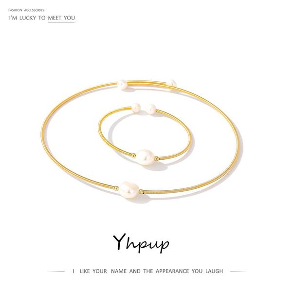 yhpup fashion chic copper gold necklace bracelet natural pearls jewelry set for female party jewelry statement accessories 2020, Silver
yhpup fashion chic copper gold necklace bracelet natural pearls jewelry set for female party jewelry statement accessories 2020, Silver