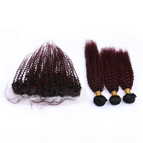 #1b 99j wine red ombre malaysian kinky curly human hair wefts with frontal burgundy ombre 13x4 lace frontal closure with weave bundles, Black
#1b 99j wine red ombre malaysian kinky curly human hair wefts with frontal burgundy ombre 13x4 lace frontal closure with weave bundles, Black