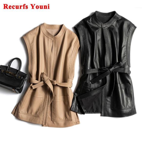 women's vest winter genuine leather waistcoat with belt female korean fashion simple big pocket round neck beige/black gilet1, Black;white
women's vest winter genuine leather waistcoat with belt female korean fashion simple big pocket round neck beige/black gilet1, Black;white
