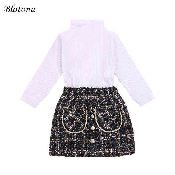 blotona 2pcs toddler girls elegant spring fall outfits, long sleeve ribbed knit turtleneck +plaid mini skirt set, 1-6years g220217, White
blotona 2pcs toddler girls elegant spring fall outfits, long sleeve ribbed knit turtleneck +plaid mini skirt set, 1-6years g220217, White