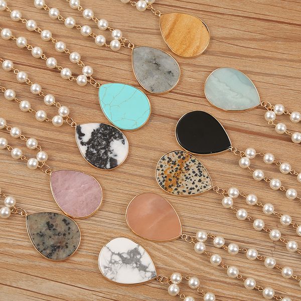2021 new pearl natural stone drop pendant necklace pearl hand chain turquoise leopard drop, Silver
2021 new pearl natural stone drop pendant necklace pearl hand chain turquoise leopard drop, Silver