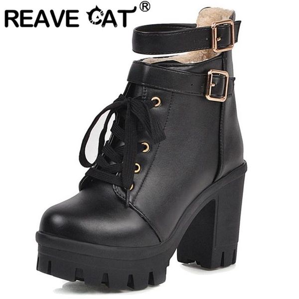 reave cat женские зимние лодыжки сапоги круглые носки 9,5 см квадратные каблуки кружевные скрещенные пряжки платформы большого размера 33-43, Black
reave cat женские зимние лодыжки сапоги круглые носки 9,5 см квадратные каблуки кружевные скрещенные пряжки платформы большого размера 33-43, Black