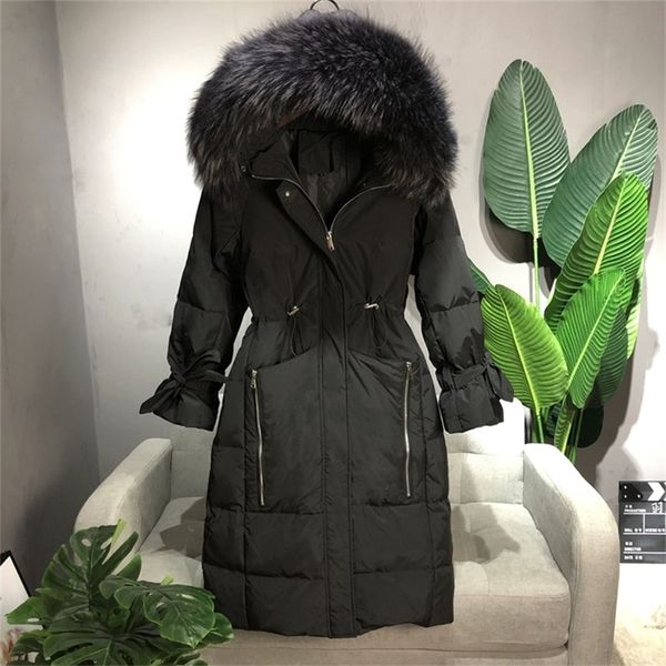 large real raccoon fur collar winter women coat hooded thicken warm long parkas outwears white duck down jackets y201001, Black
large real raccoon fur collar winter women coat hooded thicken warm long parkas outwears white duck down jackets y201001, Black