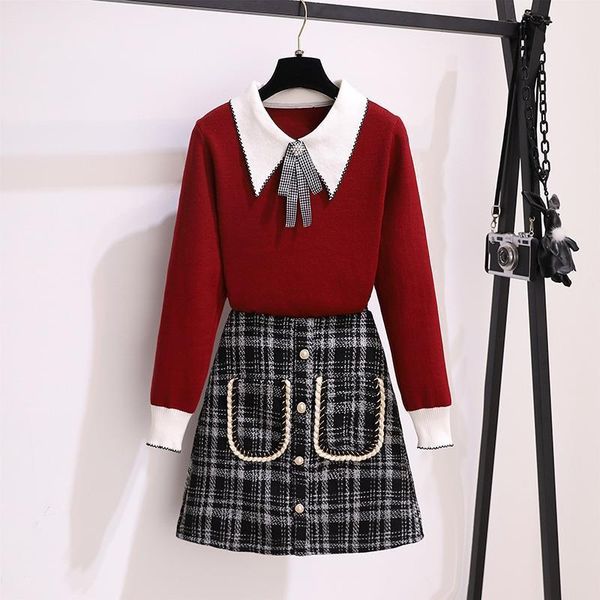 women 2021 autumn winter v-neck long sleeve sweater knitted + woolen plaid skirt set female casual two piece outfits b543, Gray
women 2021 autumn winter v-neck long sleeve sweater knitted + woolen plaid skirt set female casual two piece outfits b543, Gray