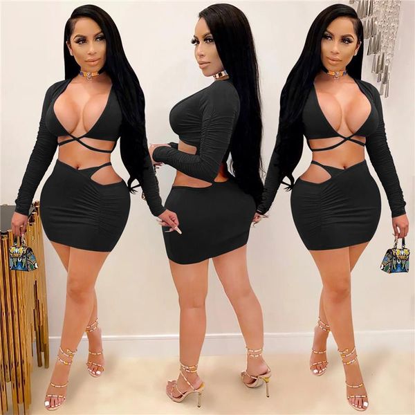 clubwear hollow out 2 pieces sets women long sleeve deep v-neck lace-up t-shirt crop high waist short pencil skirts, Gray
clubwear hollow out 2 pieces sets women long sleeve deep v-neck lace-up t-shirt crop high waist short pencil skirts, Gray