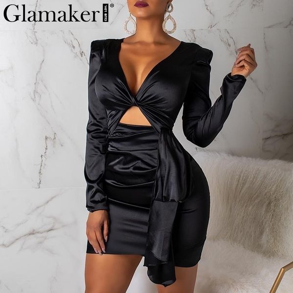 glamaker vintage satin v neck black mini dress women summer bodycon short club dress elegant hollow out party dress female y200120, White;black
glamaker vintage satin v neck black mini dress women summer bodycon short club dress elegant hollow out party dress female y200120, White;black