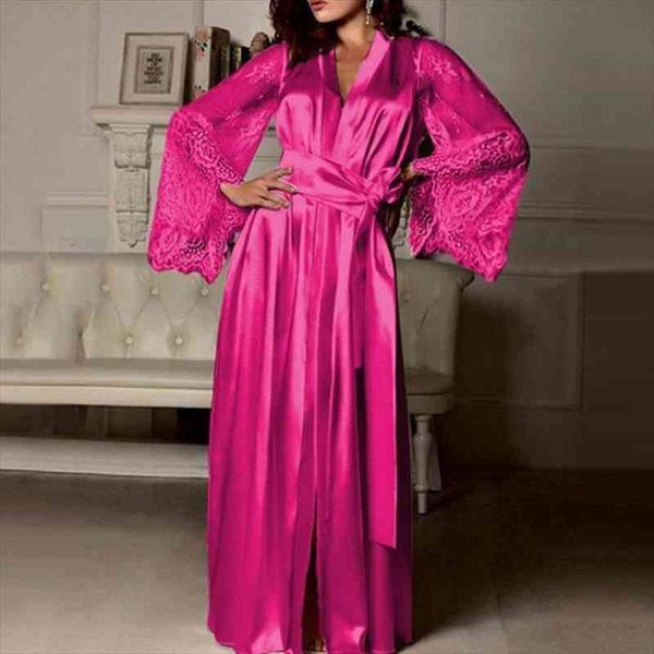 female lace patchwork long bathrobes nightgown soft silk dressing gown bathrobe for women sleepwear ladies sleepwear, Black;red
female lace patchwork long bathrobes nightgown soft silk dressing gown bathrobe for women sleepwear ladies sleepwear, Black;red