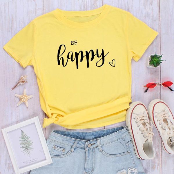women designers clothes 2020 summer be happy tshirt woman short sleeve tee female drop shipping, White
women designers clothes 2020 summer be happy tshirt woman short sleeve tee female drop shipping, White