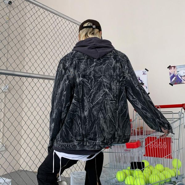 harajuku retro streetwear wash denim jacket men's tie dye high street jeans coat oversize harajuku hip hop loose bomber jacket jllolv, Black
harajuku retro streetwear wash denim jacket men's tie dye high street jeans coat oversize harajuku hip hop loose bomber jacket jllolv, Black