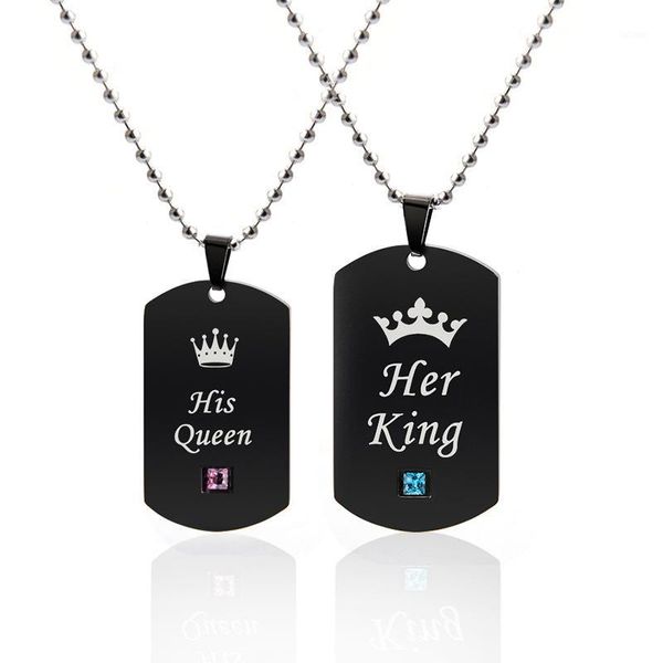 fashion couple necklaces black stainless steel her king his queen crown tag pendant necklace with stone crystal lovers jewelry1, Silver
fashion couple necklaces black stainless steel her king his queen crown tag pendant necklace with stone crystal lovers jewelry1, Silver