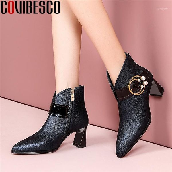 boots covibesco genuine leather women ankle autumn winter office shoes woman pearl metal buckle zip pointed toe high heels boots1, Black
boots covibesco genuine leather women ankle autumn winter office shoes woman pearl metal buckle zip pointed toe high heels boots1, Black