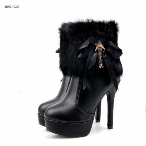 warm women's boots style plus cashmere short 12cm heel korean fashion women, Black
warm women's boots style plus cashmere short 12cm heel korean fashion women, Black