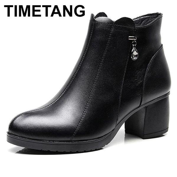 timetang genuine leather thick heels ankle boots high heels women winter warm boots fashion pointed toe crystal shoes big size, Black
timetang genuine leather thick heels ankle boots high heels women winter warm boots fashion pointed toe crystal shoes big size, Black
