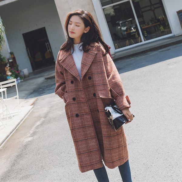 for lady coat cotton double autumn breasted blends outerwear liner plaid winter oversize wool 2019 women oungc, Black
for lady coat cotton double autumn breasted blends outerwear liner plaid winter oversize wool 2019 women oungc, Black