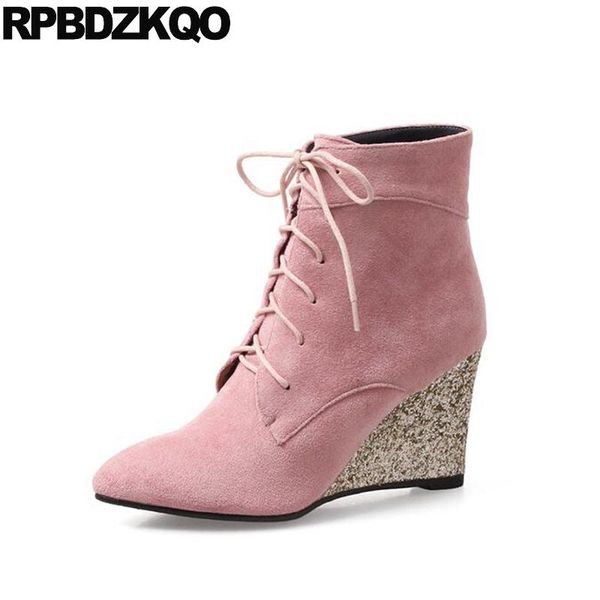 boots short pointed toe winter big size glitter front lace up casual ankle autumn 10 pink wedge high heel fur shoes sequin, Black
boots short pointed toe winter big size glitter front lace up casual ankle autumn 10 pink wedge high heel fur shoes sequin, Black