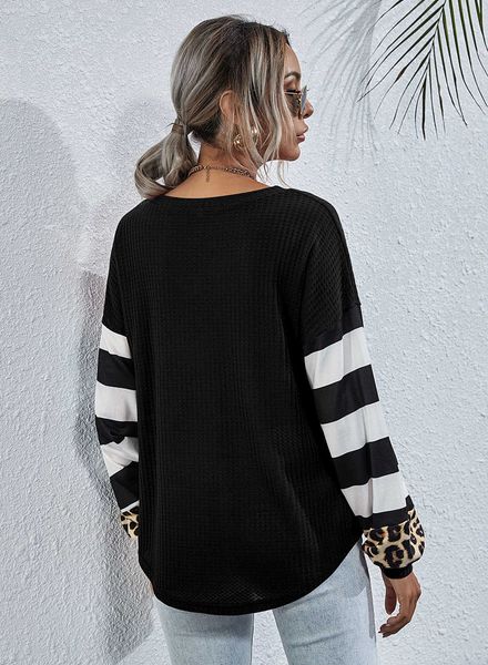 women leopard striped patchwork tshirt spring autumn loose long sleeve crew neck tees famale panelled clothes, White
women leopard striped patchwork tshirt spring autumn loose long sleeve crew neck tees famale panelled clothes, White