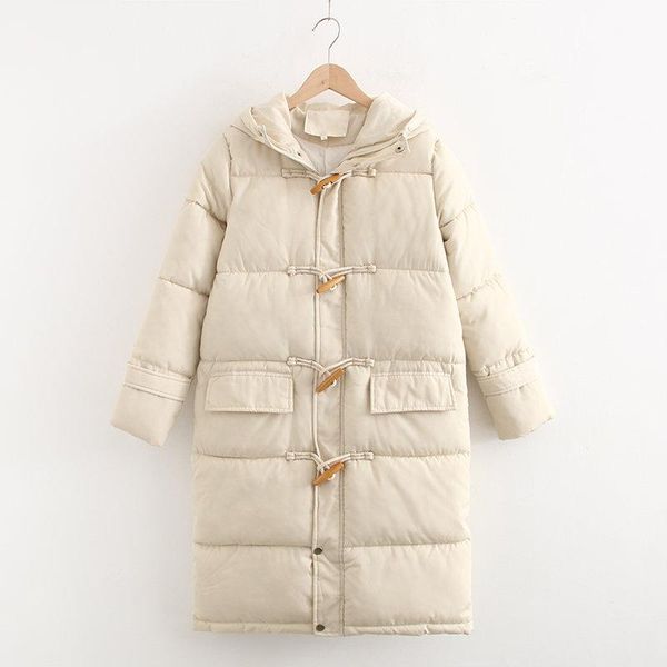 women's down & parkas winter warm cotton clothes beige horn buckle wearing cap big pocket button design casual decoration, Black
women's down & parkas winter warm cotton clothes beige horn buckle wearing cap big pocket button design casual decoration, Black