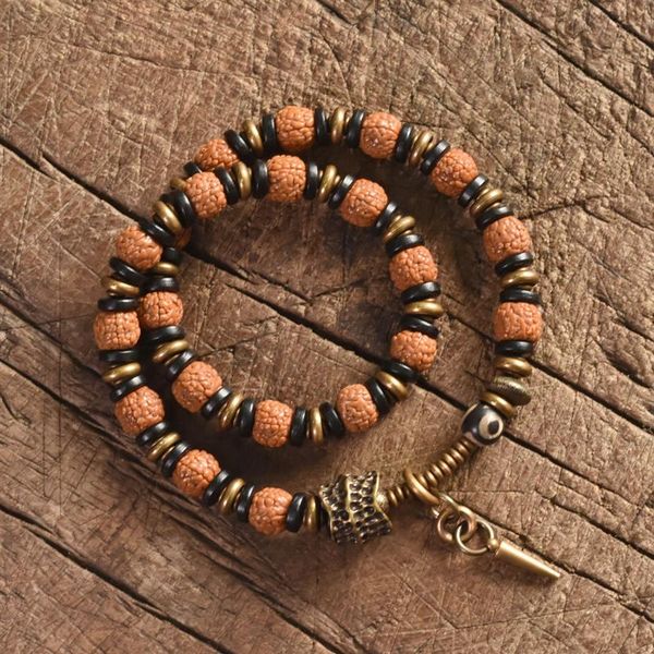 two row rudraksha seed ebony space stretch bracelet brass metal health lucky jewelry for men women gift items gift for friends, Black
two row rudraksha seed ebony space stretch bracelet brass metal health lucky jewelry for men women gift items gift for friends, Black