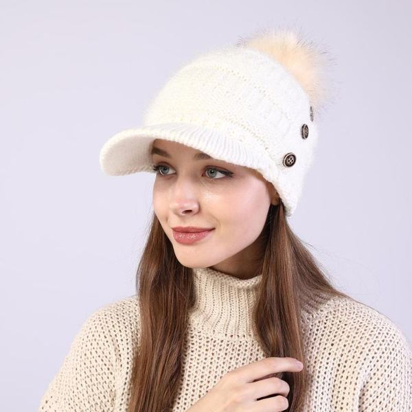 womens winter warm thick visor beanie hat female knitted pompom hats peaked cap, Blue;gray
womens winter warm thick visor beanie hat female knitted pompom hats peaked cap, Blue;gray