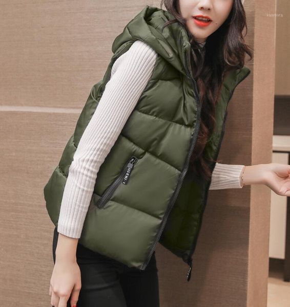 new cotton vest autumn winter short vest korean version hooded coat jacket female1, Black;white