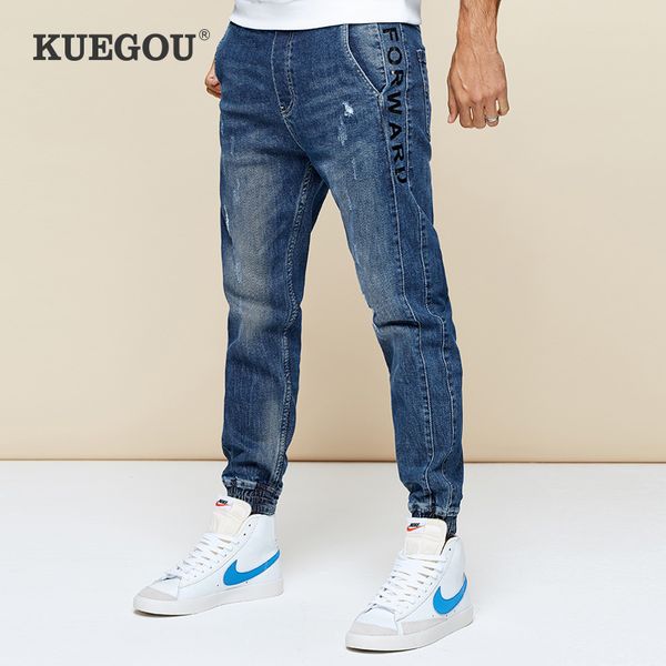 kuegou men's jeans autumn winter fashion slim dark blue beam foot trousers micro elastic jeans kk-2987 q0105, Black;white
kuegou men's jeans autumn winter fashion slim dark blue beam foot trousers micro elastic jeans kk-2987 q0105, Black;white