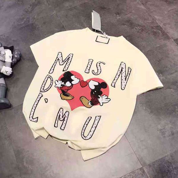 chaopaigu + xiapai heavy industry printing letter sequin embroidery love kiss round neck short sleeve t-shirt, White
chaopaigu + xiapai heavy industry printing letter sequin embroidery love kiss round neck short sleeve t-shirt, White
