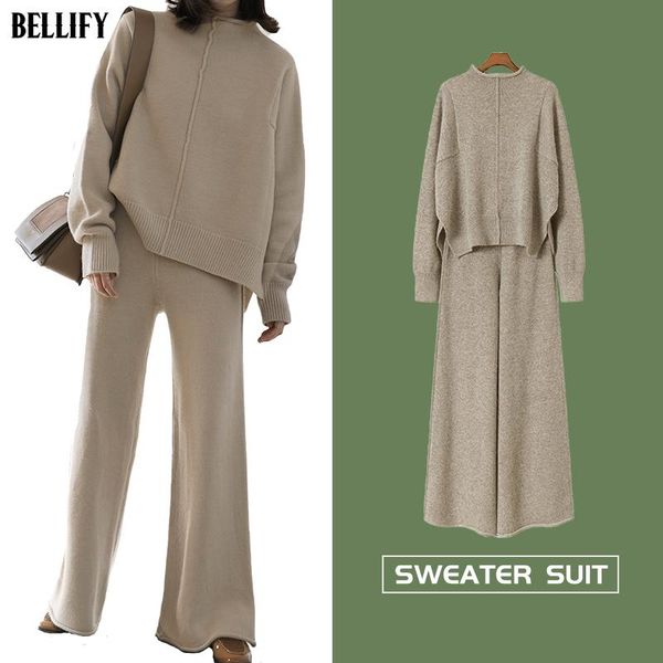 half high collar sweater two piece knitted wide leg pants women's fashion casual suit, Gray
half high collar sweater two piece knitted wide leg pants women's fashion casual suit, Gray