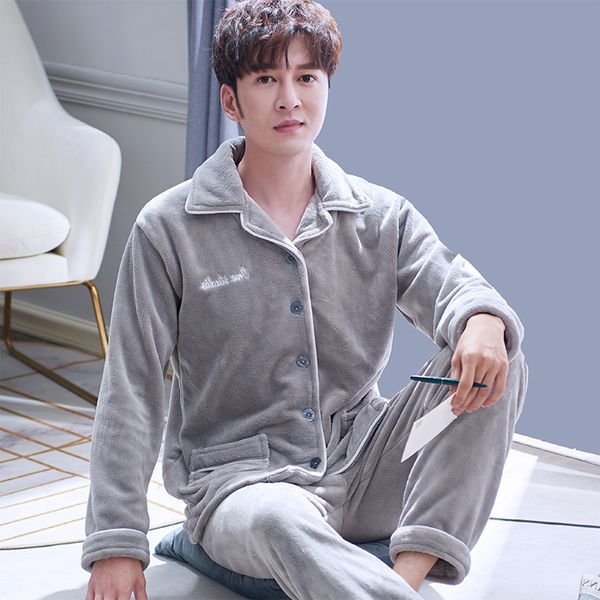 autumn winter flannel men's set printing plus veet sleepwear male thick warm homewear loose long sleeve pajamas, Black;brown
autumn winter flannel men's set printing plus veet sleepwear male thick warm homewear loose long sleeve pajamas, Black;brown