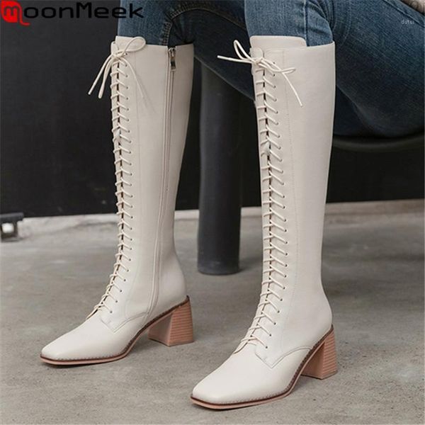 moonmeek 2020 new arrival women boots thick high heels square toe ladies shoes fashion lace up winter knee high boots1, Black
moonmeek 2020 new arrival women boots thick high heels square toe ladies shoes fashion lace up winter knee high boots1, Black