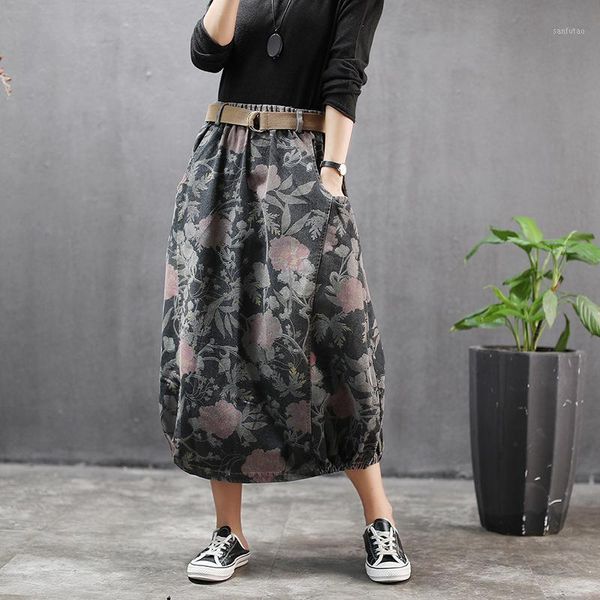 denim skirts women vintage floral print elastic waist with belt a-line skirts female loose casual long skirt1, Black
denim skirts women vintage floral print elastic waist with belt a-line skirts female loose casual long skirt1, Black