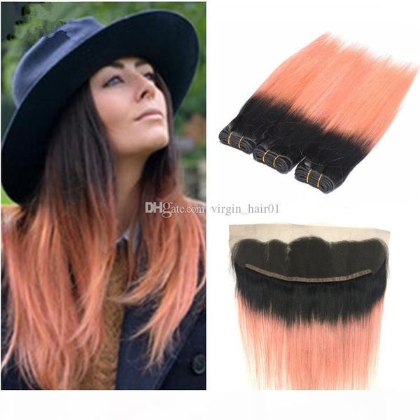 two tone rose gold straight hair with lace frontal pink ombre brazilian virgin hair 3bundles with 13*4 full lace frontals 10-30inch, Black;brown
two tone rose gold straight hair with lace frontal pink ombre brazilian virgin hair 3bundles with 13*4 full lace frontals 10-30inch, Black;brown