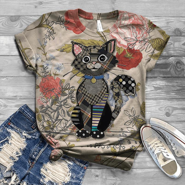 women cartoon animal 3d print t shirt 2020 summer funny loose oversized cow print tees harajuku streetwear cat, White
women cartoon animal 3d print t shirt 2020 summer funny loose oversized cow print tees harajuku streetwear cat, White