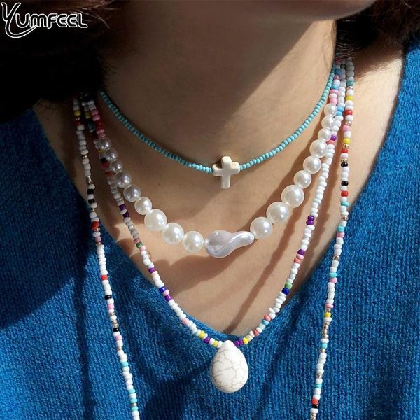 chokers yumfeel brand diy beaded necklace handmade seed beads cross stones choker jewelry women bohemian beach, Golden;silver 
chokers yumfeel brand diy beaded necklace handmade seed beads cross stones choker jewelry women bohemian beach, Golden;silver
