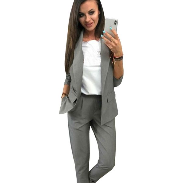 mvgirlru work pant suits ol 2 piece sets solid color blazer jacket & elastic band trousers suit for women set feminino spring y200110, White
mvgirlru work pant suits ol 2 piece sets solid color blazer jacket & elastic band trousers suit for women set feminino spring y200110, White