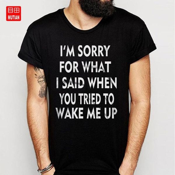 men's t-shirts wake me up sorry t shirt1, White;black