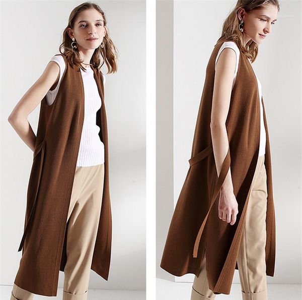 100%wool knit women spring summer fashion sashes long cardigan sweater coat sleeveless /38-l/401, White
100%wool knit women spring summer fashion sashes long cardigan sweater coat sleeveless /38-l/401, White