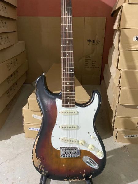 aged electric guitar vintage sunburst color elder body rosewood fingerboard 100% man made guitarar
aged electric guitar vintage sunburst color elder body rosewood fingerboard 100% man made guitarar