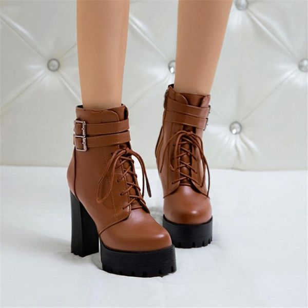 pxelena buckle vintage women punk rock gothic boots block high heels lace up biker motorcycle ankle boots autumn winter shoes 43, Black
pxelena buckle vintage women punk rock gothic boots block high heels lace up biker motorcycle ankle boots autumn winter shoes 43, Black