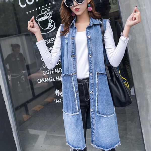 jeans vest 2018 spring women's vests loose casual ripped long jeans female waistcoats vintage sleeveless denim coat lf84-16291, Black;white
jeans vest 2018 spring women's vests loose casual ripped long jeans female waistcoats vintage sleeveless denim coat lf84-16291, Black;white