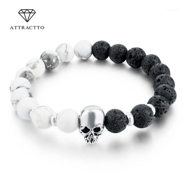 attractto new natural stone skull bracelets bangles for women lava beads elastic for men jewelry accessories bracelets sbr1600311, Black
attractto new natural stone skull bracelets bangles for women lava beads elastic for men jewelry accessories bracelets sbr1600311, Black